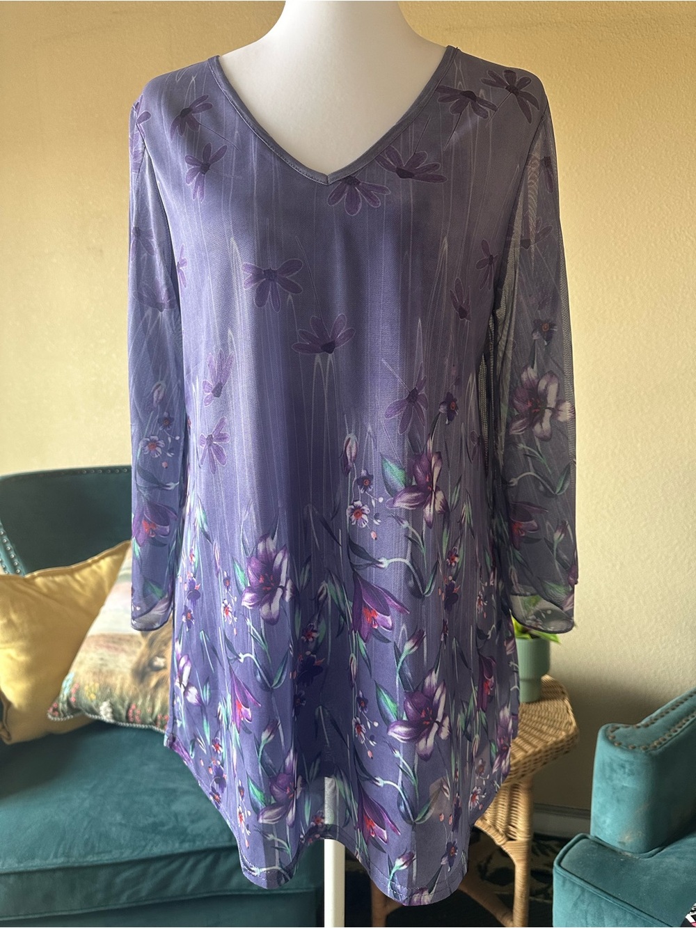 Bebonnie purple floral lined top